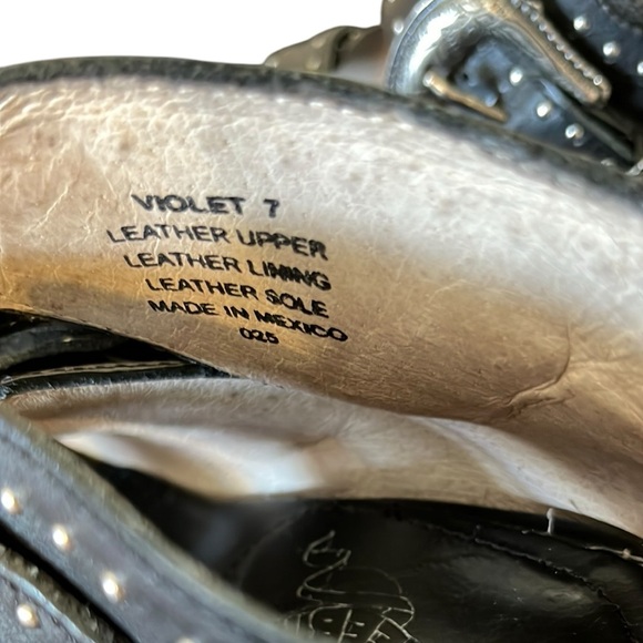 Freebird Violet Size 7 Black Leather Heeled Sandals - Picture 4 of 6